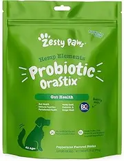 Probiotic Dental Sticks for Dogs - With Hemp, Sweet Potato, Bone Broth & Ginger - Dog Teeth Cleaning Treats with Digestive Probiotics - Helps with Gas, Bloating & Diarrhea - Grain Free Formula - 25 OZ