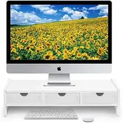 Monitor Stand Riser, White, 19.5"L x 7.5"W x 4.7"H, MDF, 20 lbs Capacity
