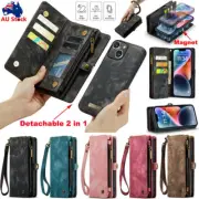 For iPhone 16 15 14 13 12 Pro Max 8 Case Detachable Magnet Leather Wallet Cover