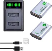 2C Battery/Dual Charger for Sony NP-BX1 NP-BX1/M8 BC-TRX ZV-1 ZV 1 Vlog Cam