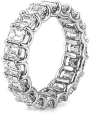 [HEARTS AND YOU] 5ct Emerald Cut Moissanite Ice Full Eternity Wedding Band White Gold Plated Stylish