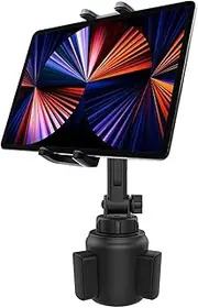 Cup Holder Tablet Mount, EXSHOW Car Cup Tablet Phone Mount, Truck Tablet Holder Cradle with Adjustable Arm for iPad Pro 12.9 Air Mini, Galaxy Tabs, Switch, iPhone, More 4-13" Cellphones and Tablets
