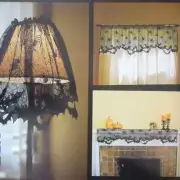 3 In 1 Halloween Black Lace Spider Web Lampshade Topper Window Wag Fireplace New