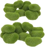 Angoily 20Pcs Faux Mossy Stones Realistic Artificial Moss Stone Decor for Bonsai Fish Tanks and Micro Landscapes Each