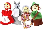 Little Red Riding Hood Christmas Animal Finger Puppet Toy Educational Toys Storytelling Doll Cartoon Finger Puppets for Kids 4PCS Puppets Theatre setbedtime STO
