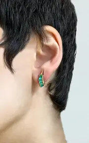 [Nak Armstrong] Ruched 20K Rose Gold Emerald Earrings
