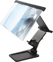 HEATSHAKING Phone Screen Magnifier Cell Phone Kickstand Cell Phone Cradles Projection Amplifier Support Phone Holder Stand Desktop Phone Stand Holder Mobile Phone Support Acrylic Black