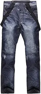 [HEYDHSDC] Men Women Jeans Ski Pants Winter Warm Outdoor Sports Wear Snow Trousers Ski Snowboard Bibs Pants