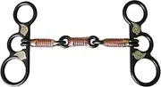Horse Training Bit Western - 5" Copper Wire Wrapped Sweet Iron Mouth and Black Steel Cheek with Hand Engraved Silver Leaves, Snaffle Bits for Horse