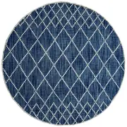 Argyle Blue Round Wool Rug