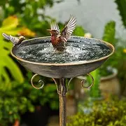 Diam 11.4'' W*27.6'' H Cast Iron Pedestal Bird Bath, Bird Baths for Outdoors, Bird Feeder Seed Tray Garden Yard Decoration