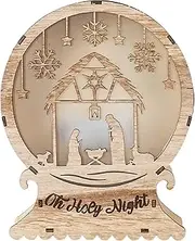 TENOL Nativity Scene Light Nativity Scene Christmas Ornament, Christmas Decor, Wooden Nativity Decor for Bedroom Farmhouse, with House Pattern