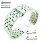 Metal Steel 5 Beads Silver Tone Quick Release and Curved End Watch Band #7061