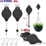 Retractable Plant Hanging Hook Flower Basket Pot Hanger Pulley Pull Down-Holder