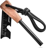 überleben Zünden Fire Starter - Traditional Ferro Rod, Handcrafted Wood Handle - 5/16", 3/8", & 1/2" Thick Fire Steel - 12,000-20,000 Strikes - Survival Igniter with Neck Lanyard & Multi-Tool Striker