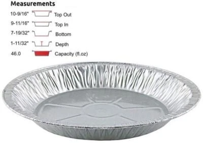 Handi-Foil 11" Aluminum Pie Pan Tin 1 11/32" Deep 15/PK - Extra Deep Pie Plates