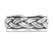 Men's Sterling Silver Celtic Weave Irish Spinner Ring Band New