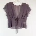 House Of Cb NWT Women's Maia Tie Front Top Dark Mauve Size M