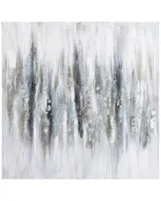 Empire Art Direct Silver Echoes Textured Hand-Painted Frameless Canvas Wall Art with Glitter & Silver Leaf