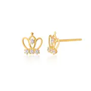 9ct Yellow Gold Zirconia Crown Studs