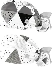 [YTYVAGT] 2-Pc,Nurse Scrub Caps,Scrub Hats with Buttons and Cotton Sweatband,Black Gray White Geometry
