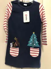 Boutique Christmas Pullover Cotton Dress Holiday Girls Size 4/5 NWT