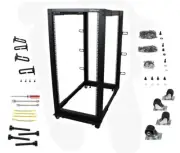 StarTech 4-Post 25U Mobile Open Frame Server Rack, 19 in Network Rack w/ Wheels