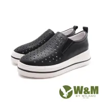 在飛比找momo購物網優惠-【W&M】女 菱格透氣休閒鞋 女鞋(黑色)