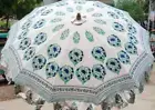 Outdoor Garden Beach Umbrella Decorative Green & white Flower Parasols For Home