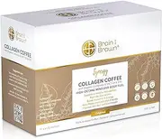 Synergy Collagen Coffee (20 x 15g sachet) with Organic Cordyceps and Collagen Peptides for Skin, Hair and Nail Health, MCT Oil, Organic Cordyceps and Acacia Fibre, 100% Arabica Coffee, unsweetened, all-in-one beauty Coffee 300g (20 Serves)