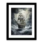 Ship In Storm Framed Print