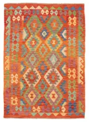 Vintage Hand Woven Carpet 4'3" x 5'6" Traditional Wool Kilim Rug