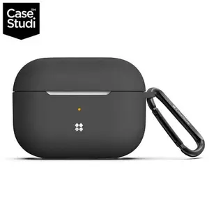 強強滾p-CaseStudi AirPods Pro 充電盒 UltraSlim 矽膠保護套(含扣環)-黑色