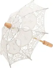 [Baluue] Lace Umbrella Parasol for Wedding Photography Elegant Lace Prop for Stage Performances Masquerades and Dance Parties Sturdy Design with Radius