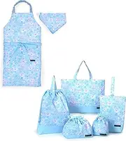 [COLORFUL CANDY STYLE] 6 Piece Set for Kindergarten Entrance School, Lesson Bag, Shoe Case, Drawstring Bag, Gymnastics Clothes Bag, Lunch Bag, Cup Bag, Small Compartment, Apron, 100-120, 130-160,