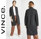 Vince Shawl Collar Wool-Cashmere Blend Knit Open Front Coatigan 40"Long S $545