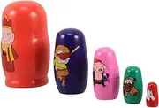 HAWILLOSCH 5 Pcs Russian Nesting Dolls Wooden Toys for Kids Learning Nesting Game Safe Educational Present for Toddlers