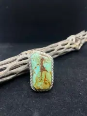 Handmade Native American Navajo Royston turquoise sterling silver ring size 10.5