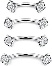 [Dyknasz] Eyebrow Piercing Jewelry Titanium Curved Barbell Tiny Eyebrow Ring Vertical Labret Lip Jewelry Ear Rook Navel Small Belly Button Ring for Women Men 16g 6mm/8mm/10mm
