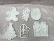 Cookie Cutter With Embosser Stamp 12pieces Set 6 cutters + 6 embossers