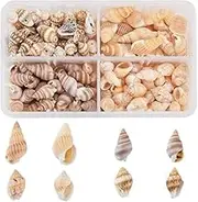 PandaHall About 70g/330pcs 4 Styles Spiral Shells, Ocean Beach Conch Seashells with Hole and No Hole for Bracelet Jewelry, Craft, Home Decoration, Fish Tank and Vase Filler, Plastic