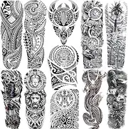 11 Sheets NEZAR Maori Temporary Tattoo Sleeve For Men Adults Tiki Turtle Manta Waterproof Fake Tattoo Sleeves For Women Black Dragon Totem Tribal Military Long Full Sleeve Tattoos Temporary Stickers