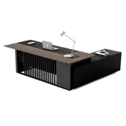 Modern Furniture MADEIRA 220cm Executive Desk - Hazelnut & Black Concrete