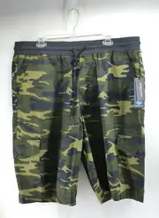 KENNETH COLE Mens 44 CAMO Cargo TECH SHORTS OLIVE GREEN GOLF ACTIVE JOGGER
