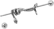 [BESPORTBLE] Gothic Snake Barbell Earrings Punk Cartilage Studs for Helix and Tragus Piercing Durable Unique Design for Daily Wear and Parties