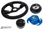 NRG 320mm Pilota Leather BK IN Steering Wheel 190H Hub Gen3 Blue Release Lock LB