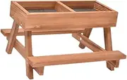 Ｂｅｓｇａ DIY Wooden Chicken Feeder Easy to Assemble Chipmunk Feeder Feeding Container Picnic Table No Waste for Garden Outdoor Farm, Brown