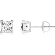 Princess-Cut Diamond Solitaire Stud Earrings