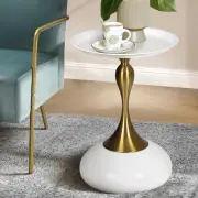 Metal End Table Sofa Side Table Round Coffee Table White
