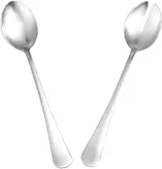 KICHOUSE 2pcs Stainless Steel Salad Spoon Fork Lightweight Tableware for Daily Use Parties Family Dinners Easy to Clean Comfortable to Hold Silver Finish